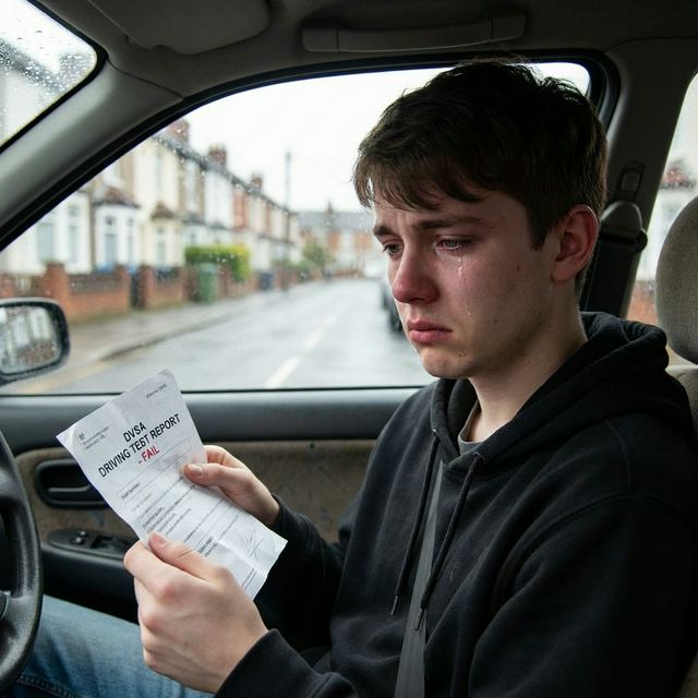 Person looking disappointed after failing a driving test